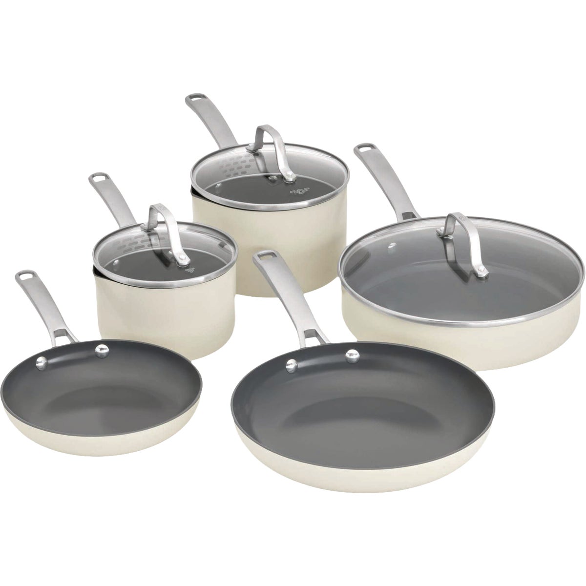 Calphalon Ceramic Nonstick Cookware Set, Flour (8-Piece)