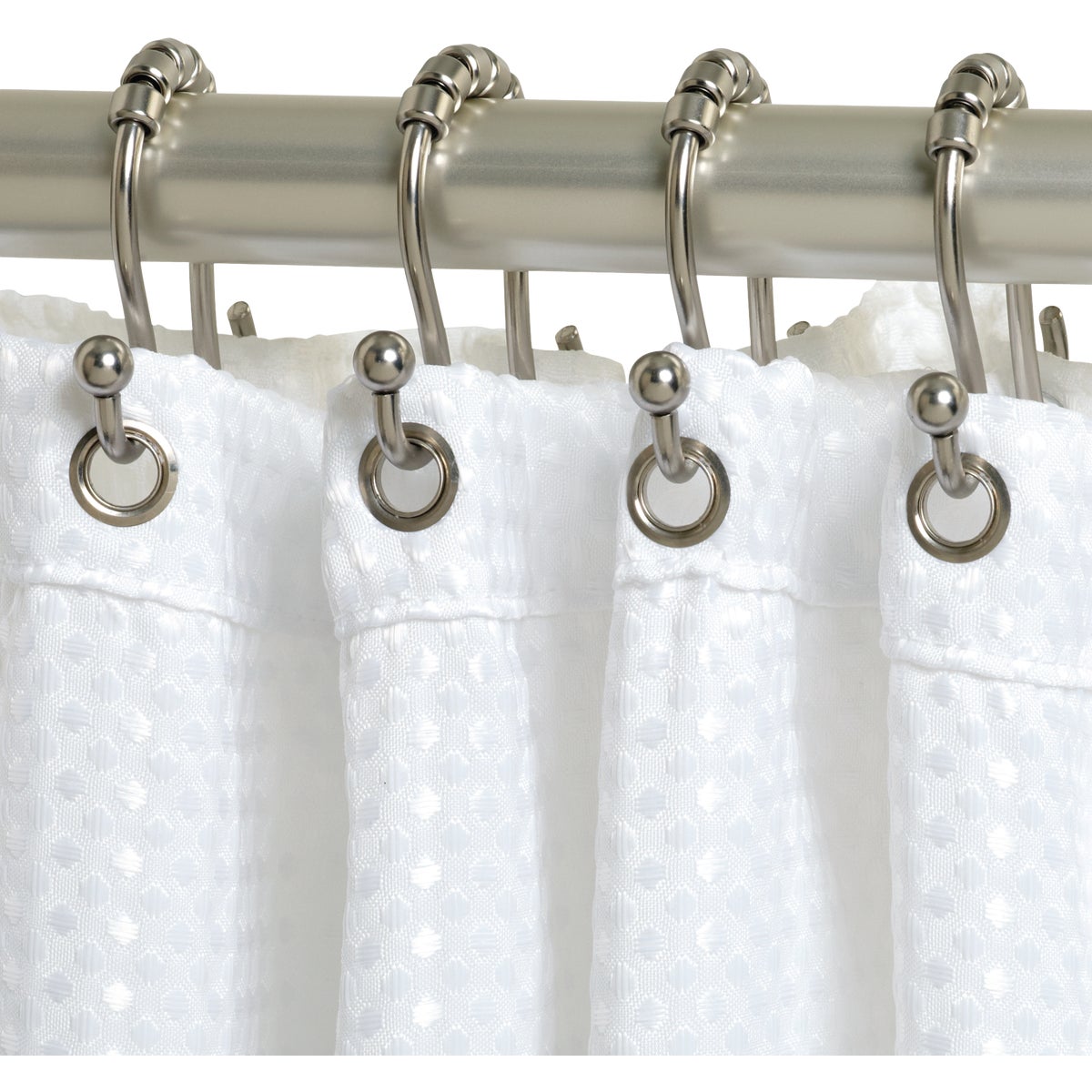 Zenna Home Rustproof Chrome Double Roller Shower Curtain Hooks (12-Count) Image 3
