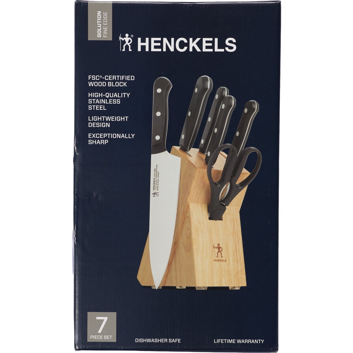 J. A. Henckels International Solution 7-Piece Knife Natural Wood Block Set Image 2