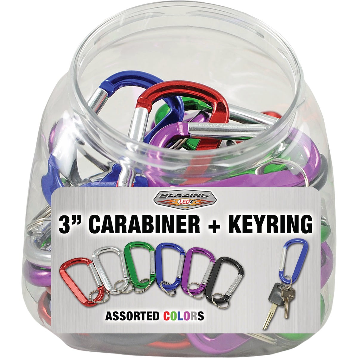 Shawshank Ledz 3 In. Assorted Colors Carabineer with Key Ring