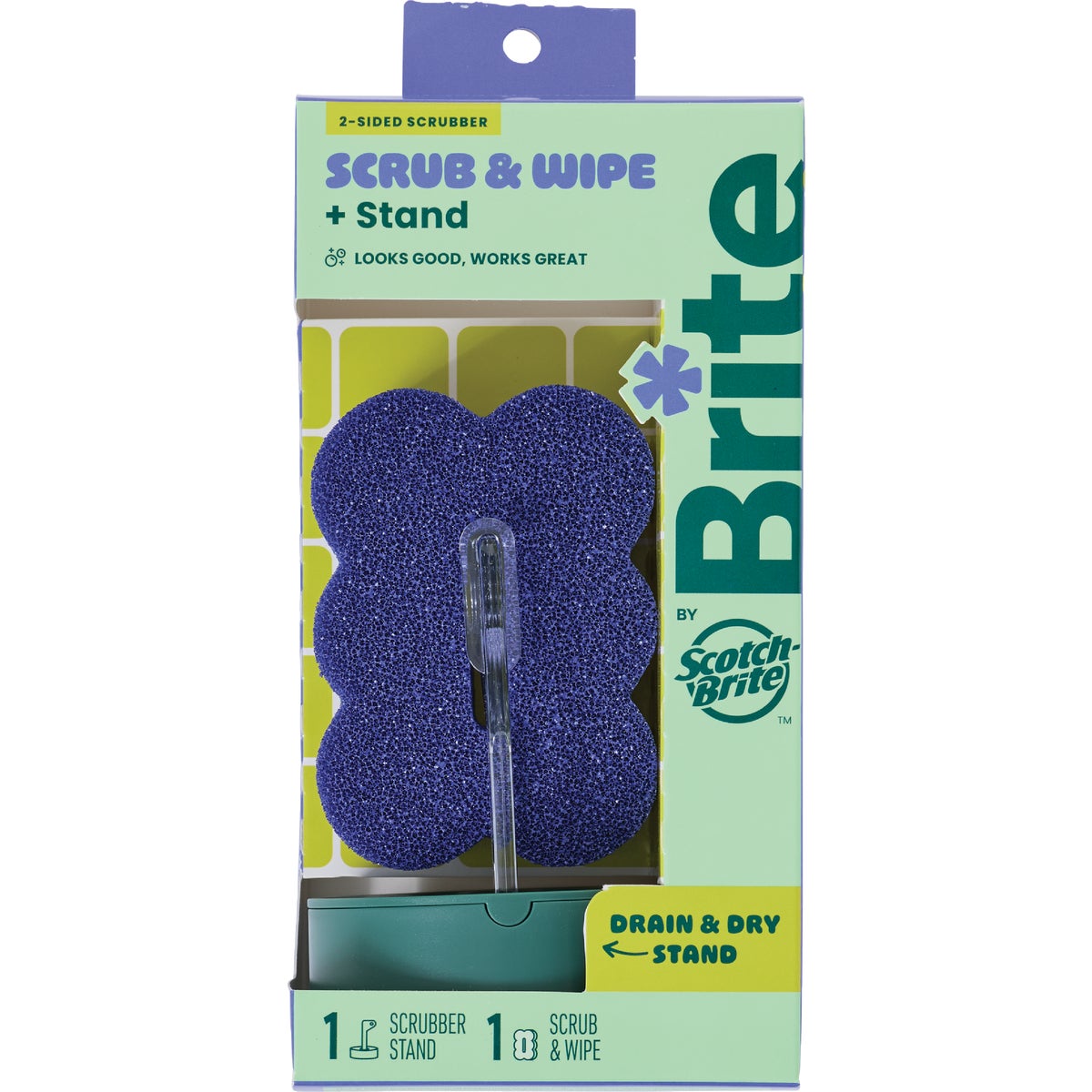 Brite by Scotch-Brite Scrub & Wipe Clean Scrubber & Stand Image 2