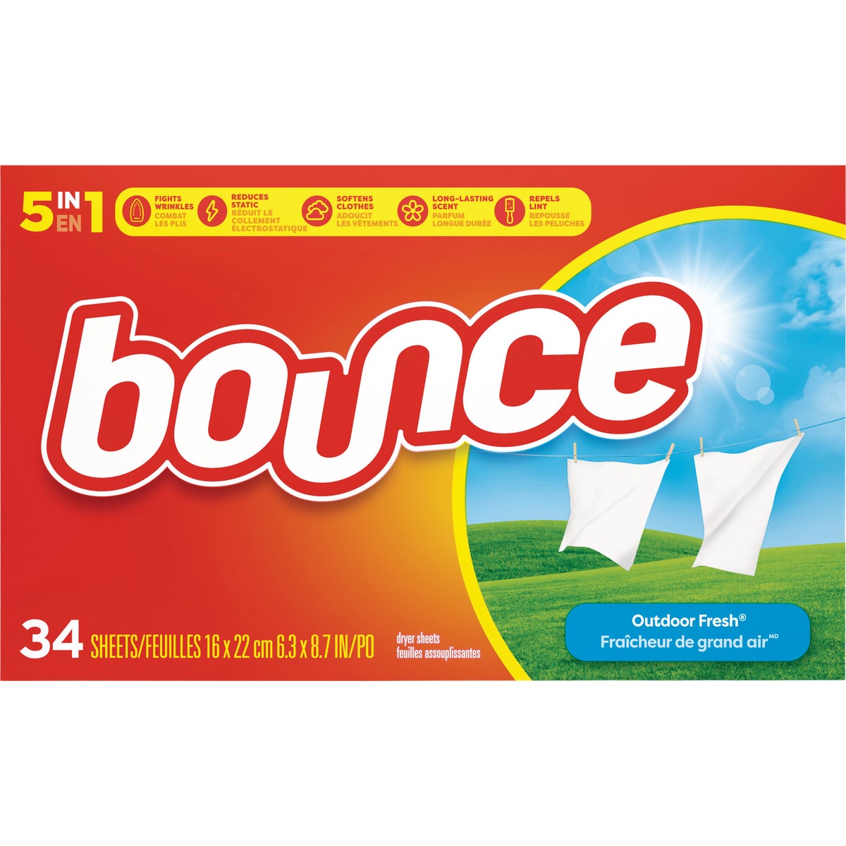 Bounce Outdoor Fresh Wrinkle Fighter Fabric Softener Dryer Sheet (34-Count)