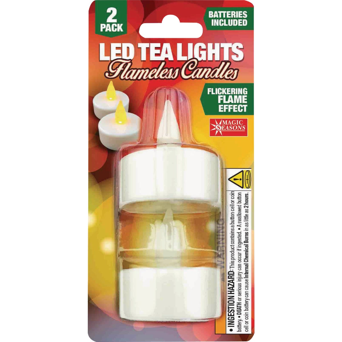 Magic Every Season LED Flicker Flame Effect Plastic Tea Light Candle (2-Pack) Image 3