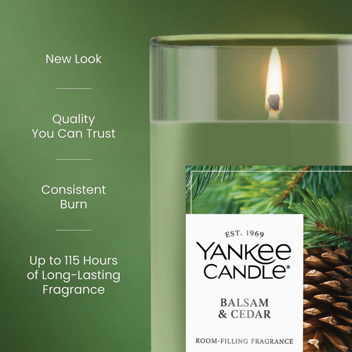 Yankee Candle 14-1/4 Oz. Balsam & Cedar Medium Pillar Candle Image 6