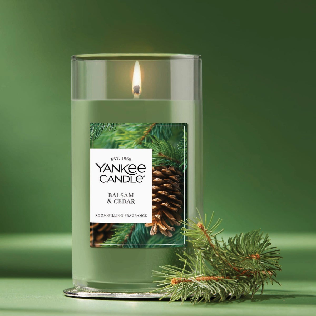 Yankee Candle 14-1/4 Oz. Balsam & Cedar Medium Pillar Candle Image 4