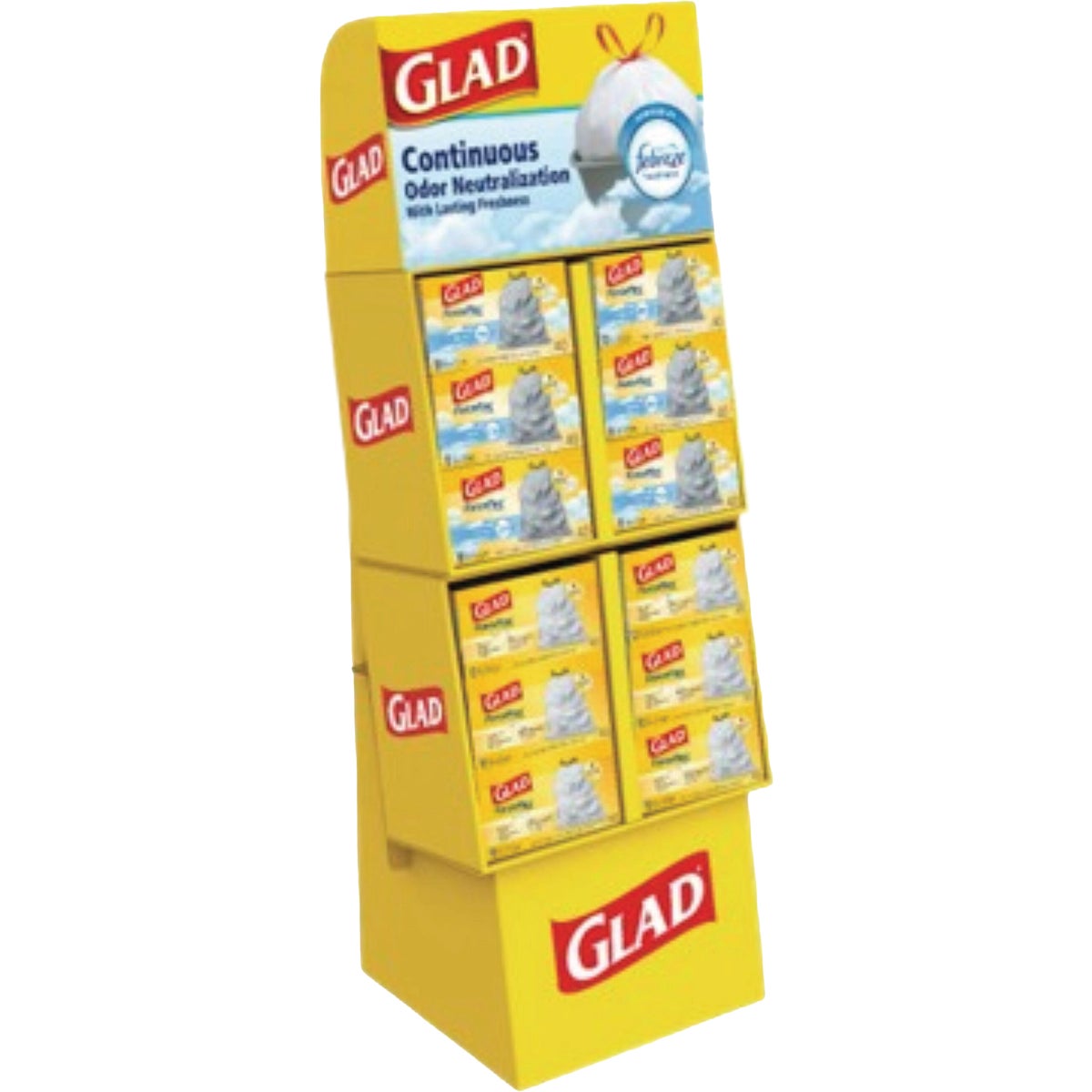 Glad 13 Gal. Fragrance Free/Fresh Clean Tall Kitchen Drawstring Trash Bag Display