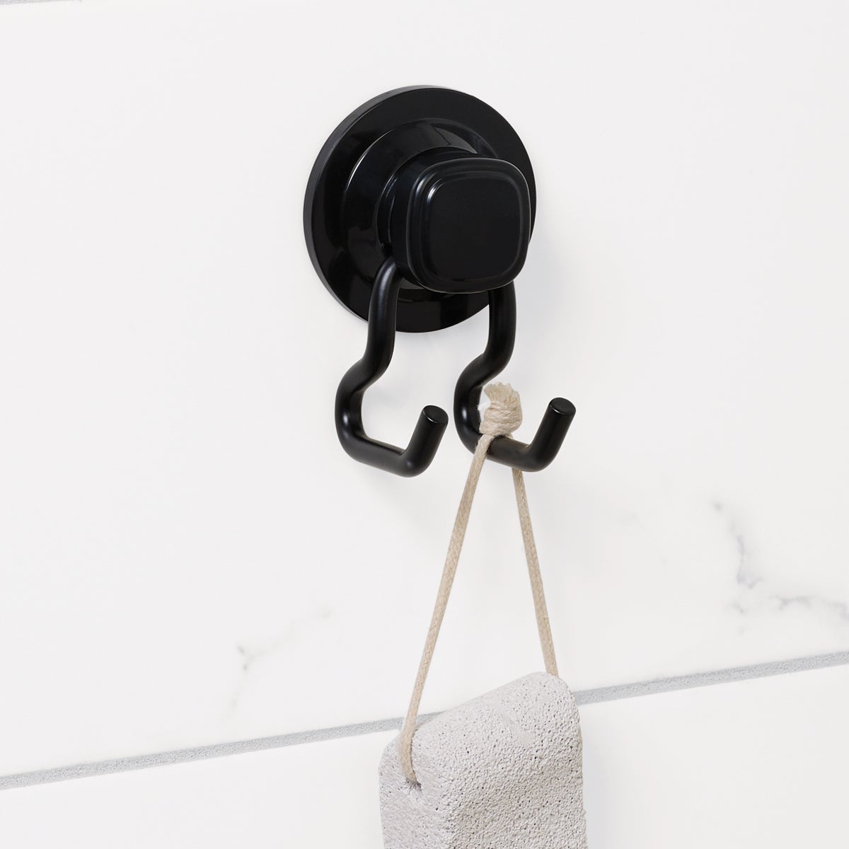Zenna Home Rustproof Matte Black Power Grip Pro Adhesive/Suction Shower Storage Hook Image 2