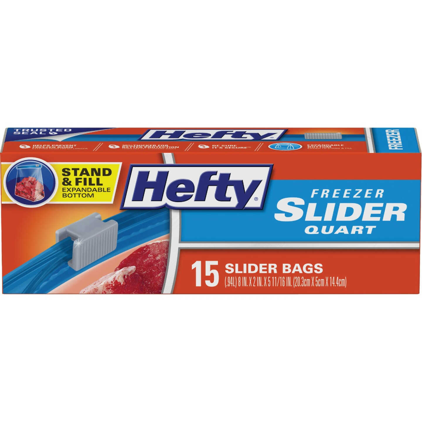 Hefty 1 Qt. Slider Freezer Bag Stand and Fill Expandable Bottom (15-Count) Image 1