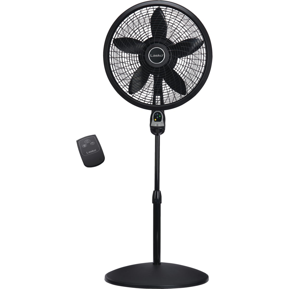 Lasko 18 In. Black Adjustable Height Pedestal Fan with Remote Control Image 1