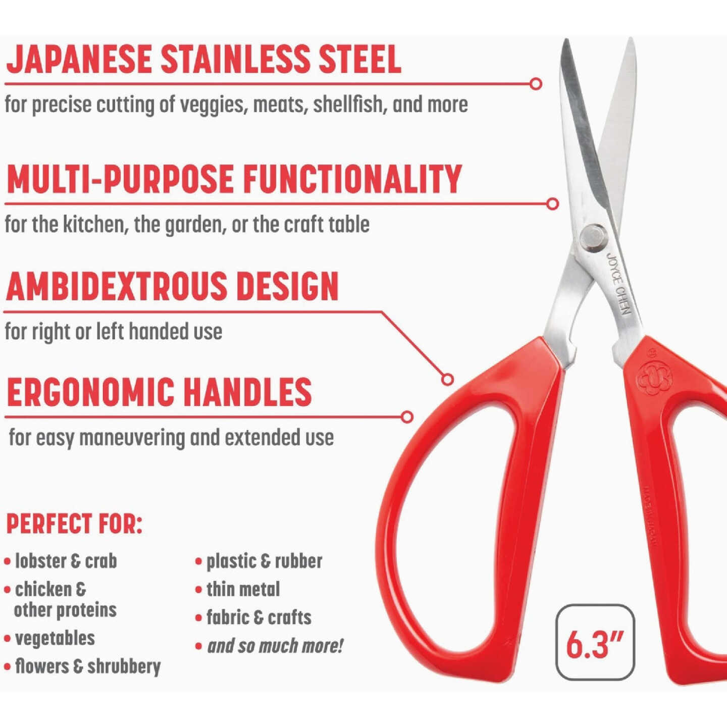 Joyce Chen Original Unlimited 6 In. Kitchen Scissors with Red Handles (2-Pack) Image 2