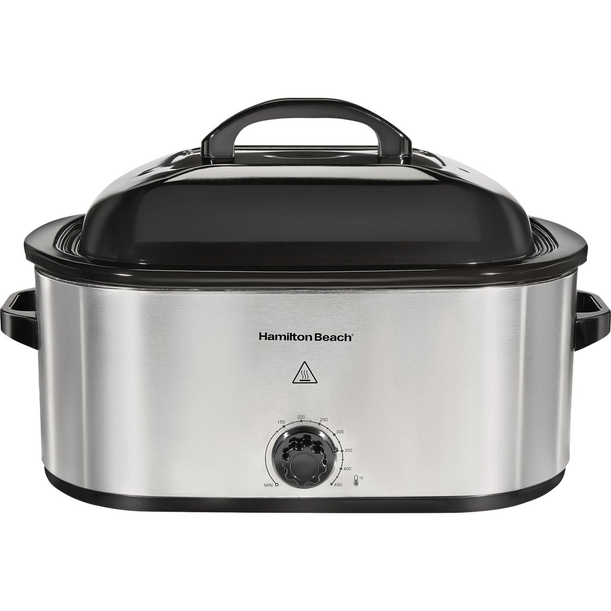 Hamilton Beach 22 Qt. Stainless Steel Electric Roaster Oven with Black Lid
