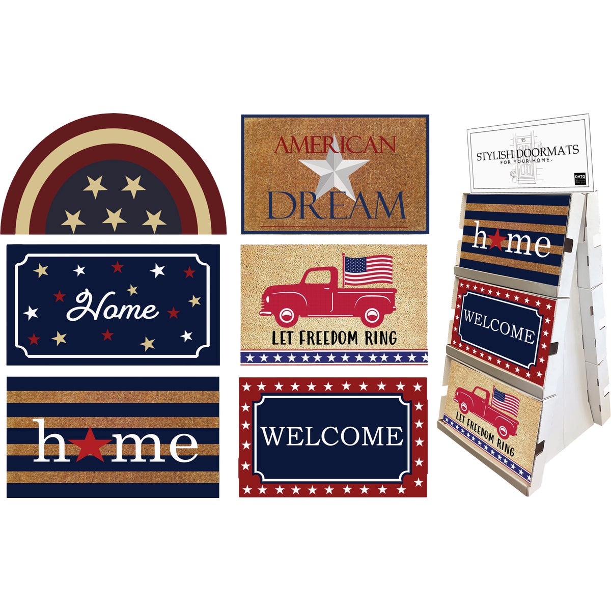 Rockport Premium 36-Piece Americana Assorted Doormat Double-Sided Cardboard Display