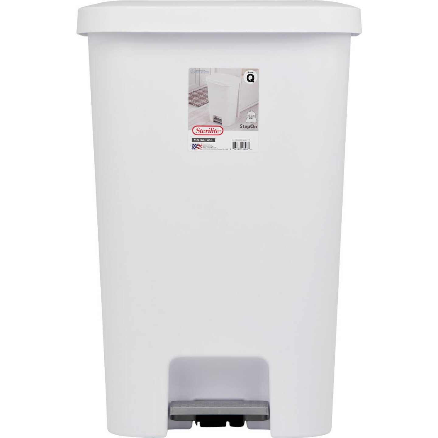 Sterilite 11.9 Gal. White StepOn Wastebasket Image 4