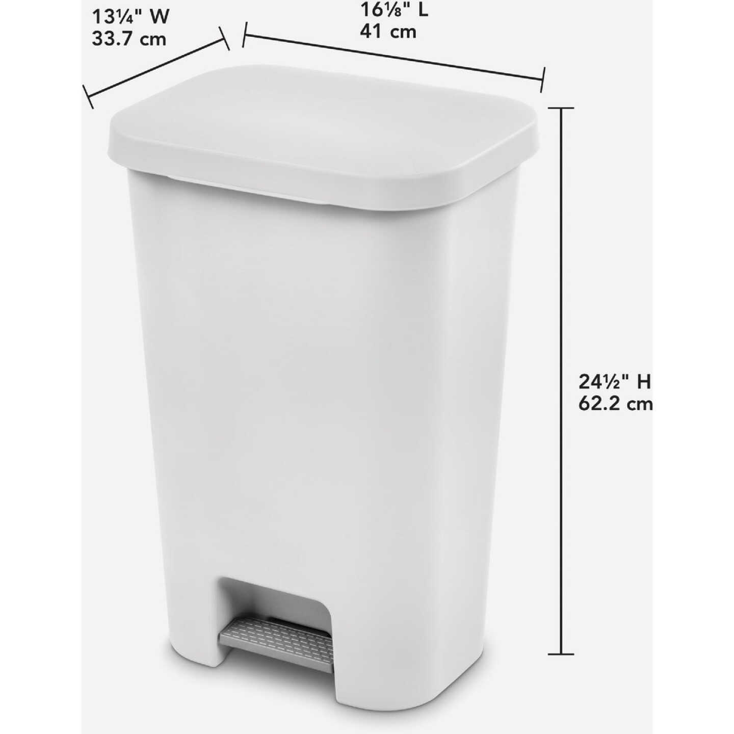 Sterilite 11.9 Gal. White StepOn Wastebasket Image 2