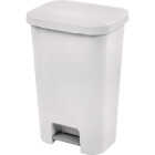 Sterilite 11.9 Gal. White StepOn Wastebasket Image 1