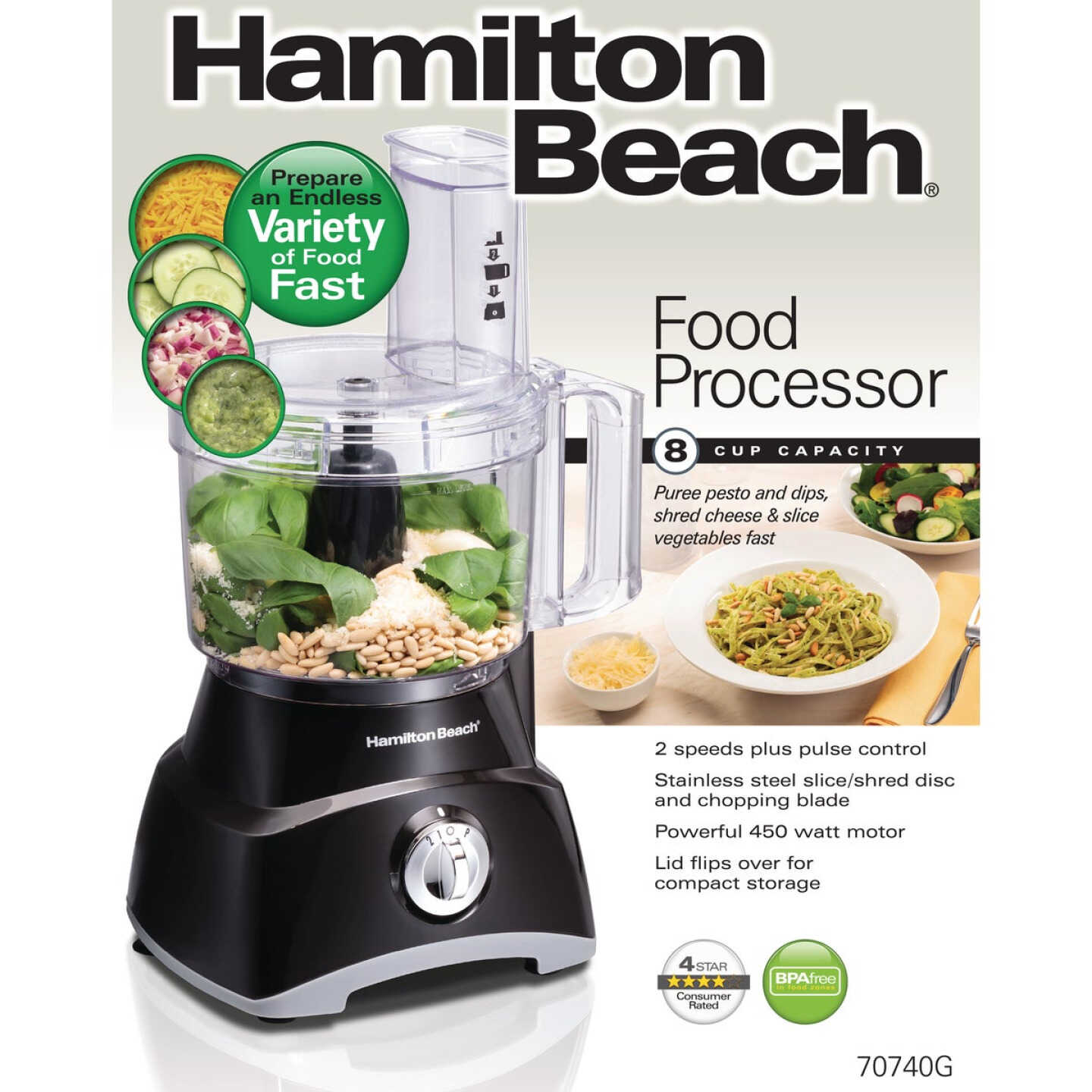 Hamilton Beach 8-Cup Food Processor, Black Image 2