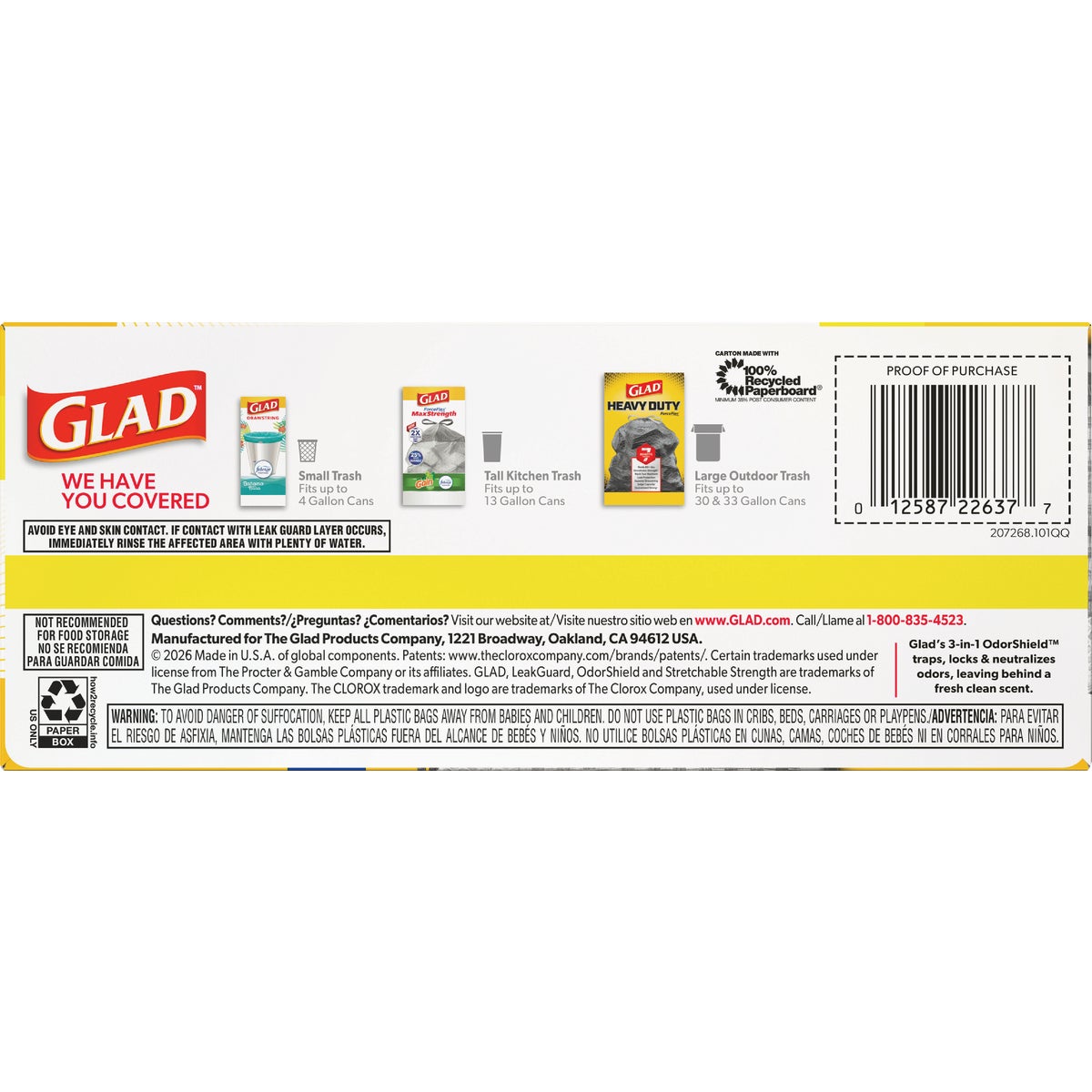 Glad 13 Gal. ForceFlex MaxStrength LeakGuard Tall Kitchen Drawstring Trash Bags, Sunshine Lemon Scent (20-Count) Image 3