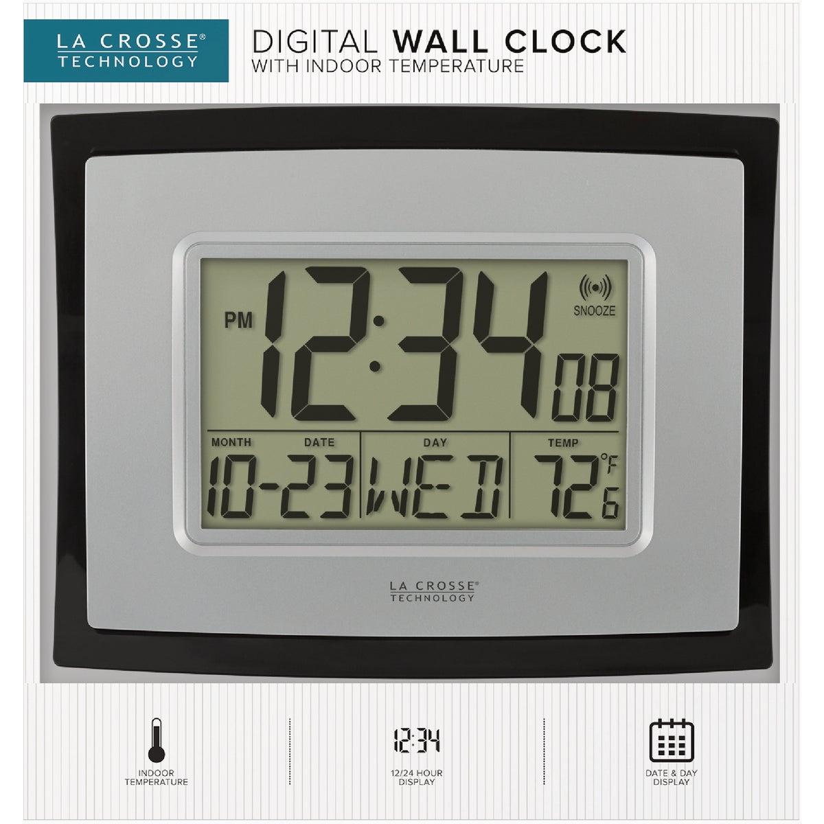 La Crosse Technology Digital Wall Clock with Indoor Temperature Image 3