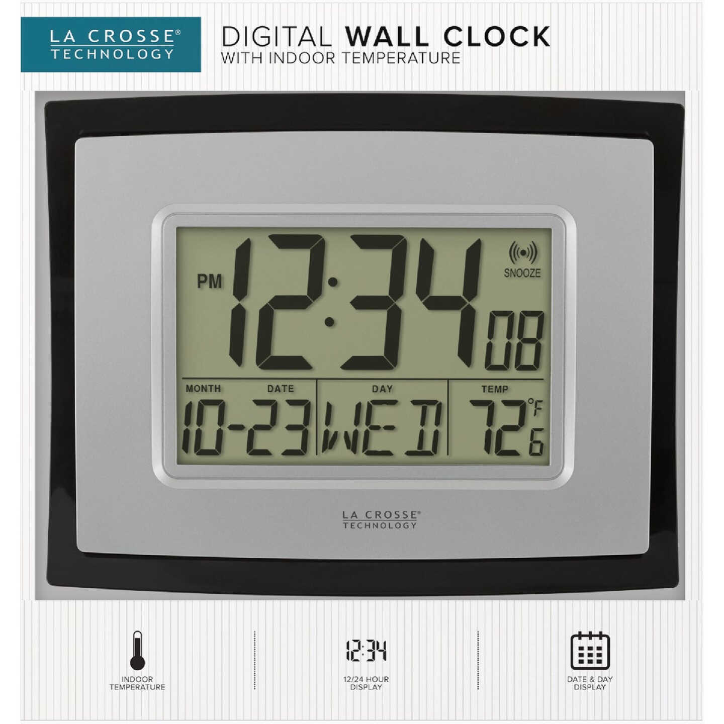 La Crosse Technology Digital Wall Clock with Indoor Temperature Image 3