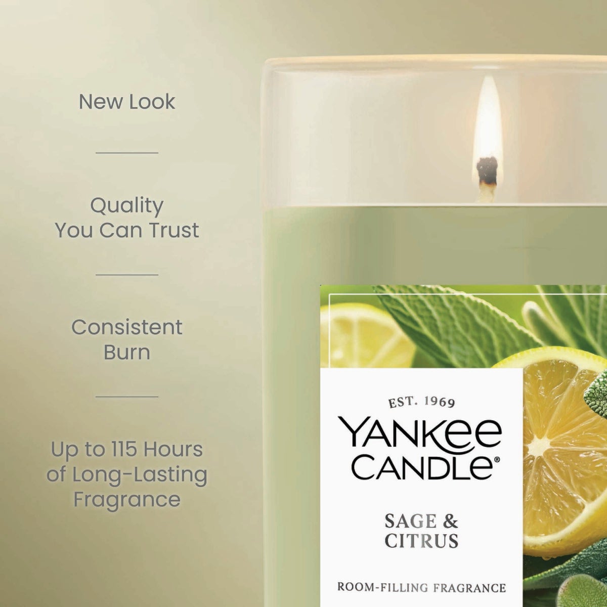 Yankee Candle 14-1/4 Oz. Sage & Citrus Medium Pillar Candle Image 2