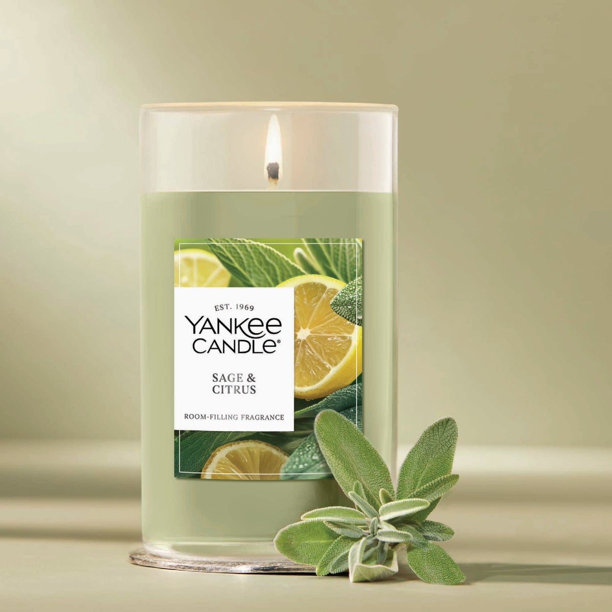 Yankee Candle 14-1/4 Oz. Sage & Citrus Medium Pillar Candle Image 6
