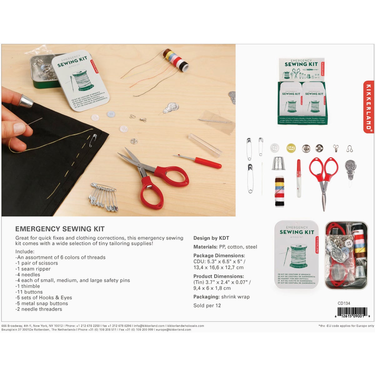Kikkerland 40-Piece Travel Sewing Kit Image 2