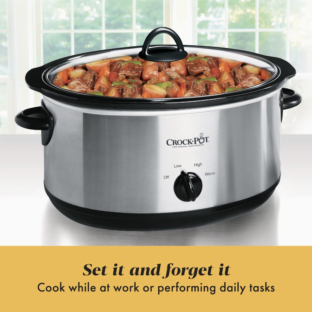 Crock-Pot 7 Qt. Stainless Steel Manual Slow Cooker Image 4