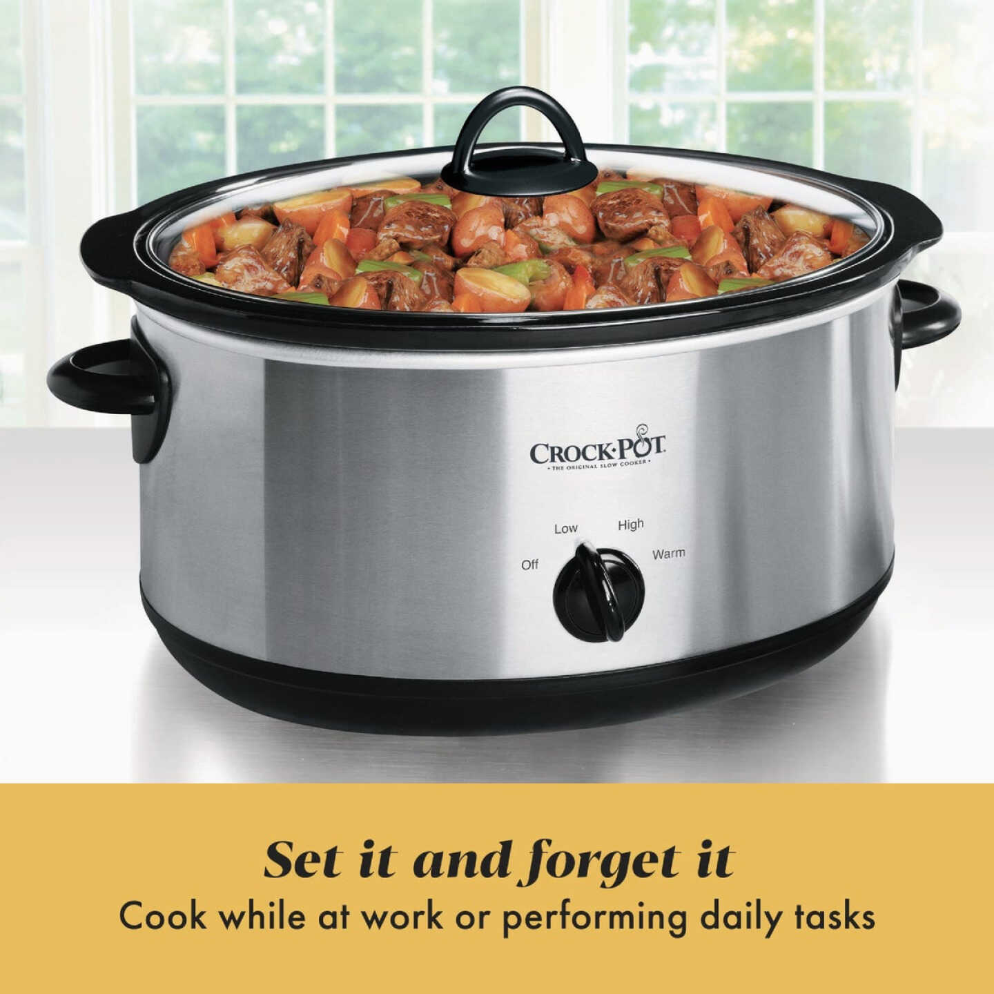Crock-Pot 7 Qt. Stainless Steel Manual Slow Cooker Image 4
