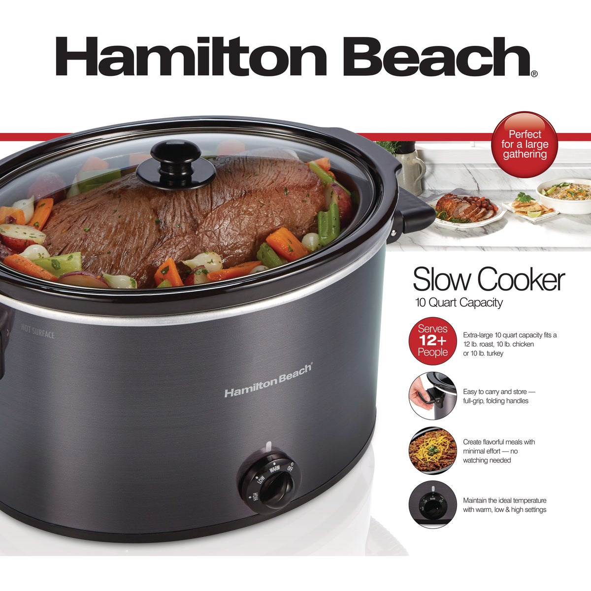 Hamilton Beach 10 Qt. Oval Slow Cooker, XL Capacity Image 2