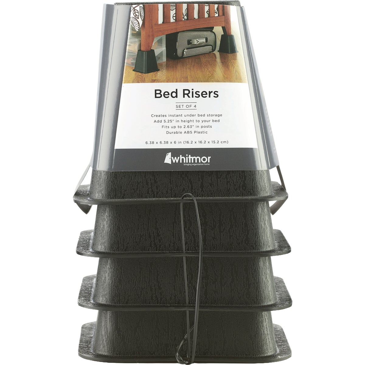 Whitmor 6 In. Black Bed Risers (4-Pack)