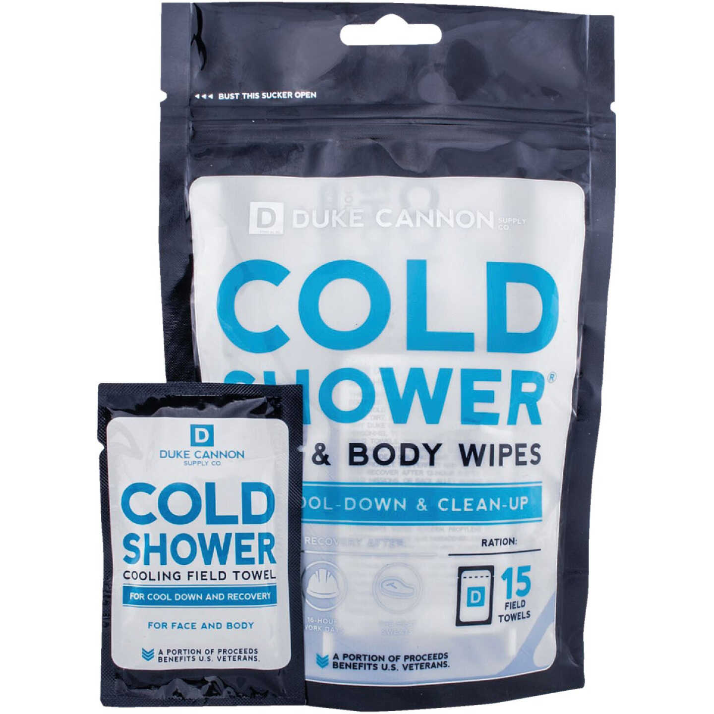 Duke Cannon Cold Shower Face & Body Wipe (15 Count) Image 1