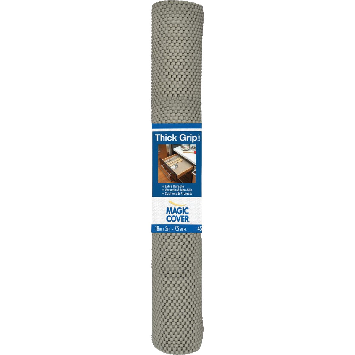 Magic Cover Thick Grip 18 In. x 5 Ft. Gray Self-Adhesive Shelf Liner Image 1