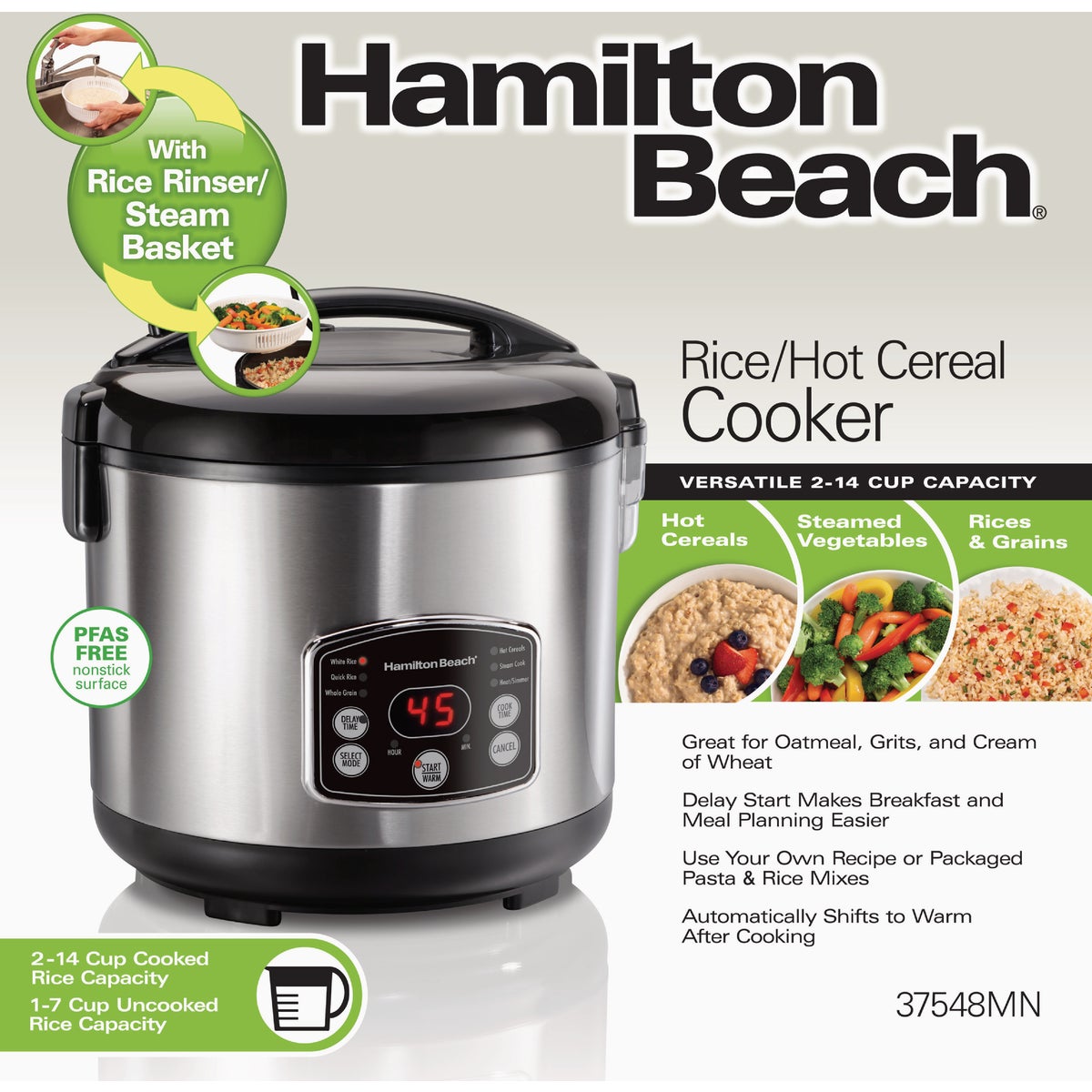 Hamilton Beach 14-Cup Digital Simplicity Rice Cooker/Steamer Image 2