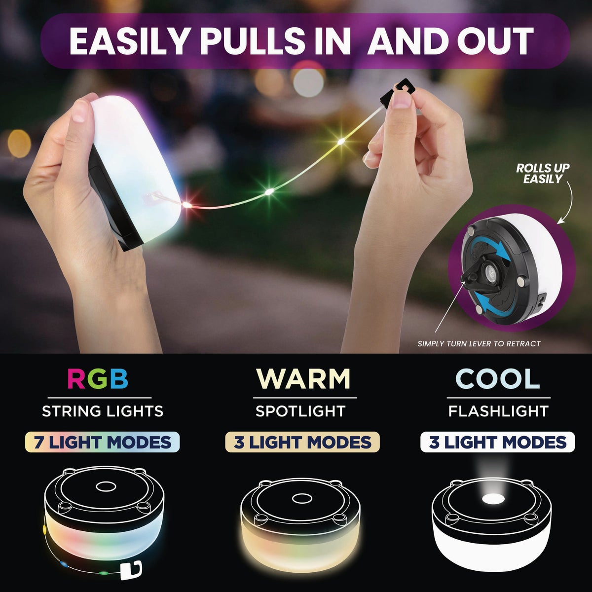 Bell+Howell Retractable RGB LED String Light Set Image 7