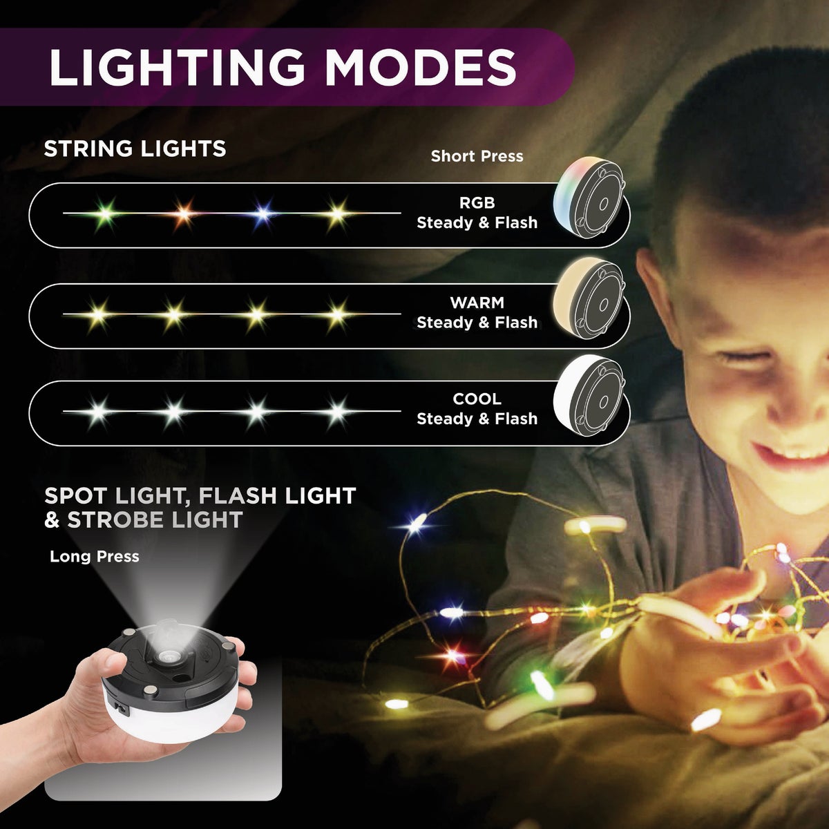 Bell+Howell Retractable RGB LED String Light Set Image 5