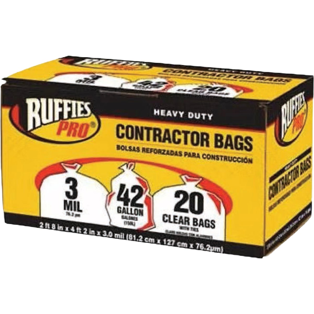 Ruffies 42 Gal. Clear Contractor Bags (20-Count)