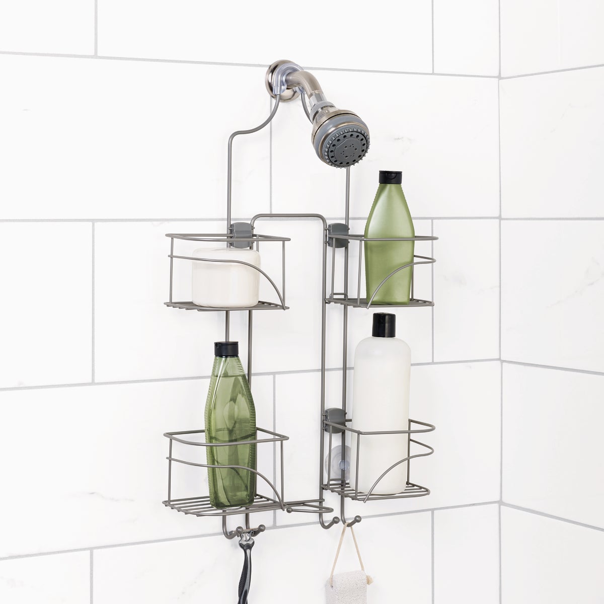 Zenna Home 10-1/4 In. x 24-3/4 In. Satin Nickel Expandable Hanging Shower Caddy Image 4