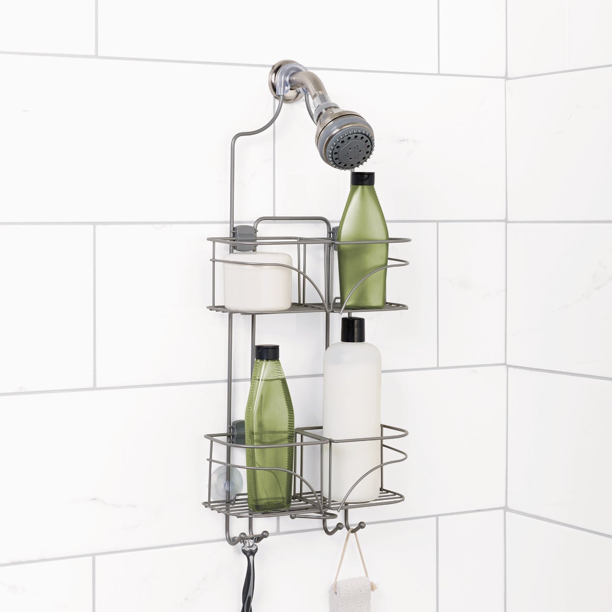 Zenna Home 10-1/4 In. x 24-3/4 In. Satin Nickel Expandable Hanging Shower Caddy Image 2