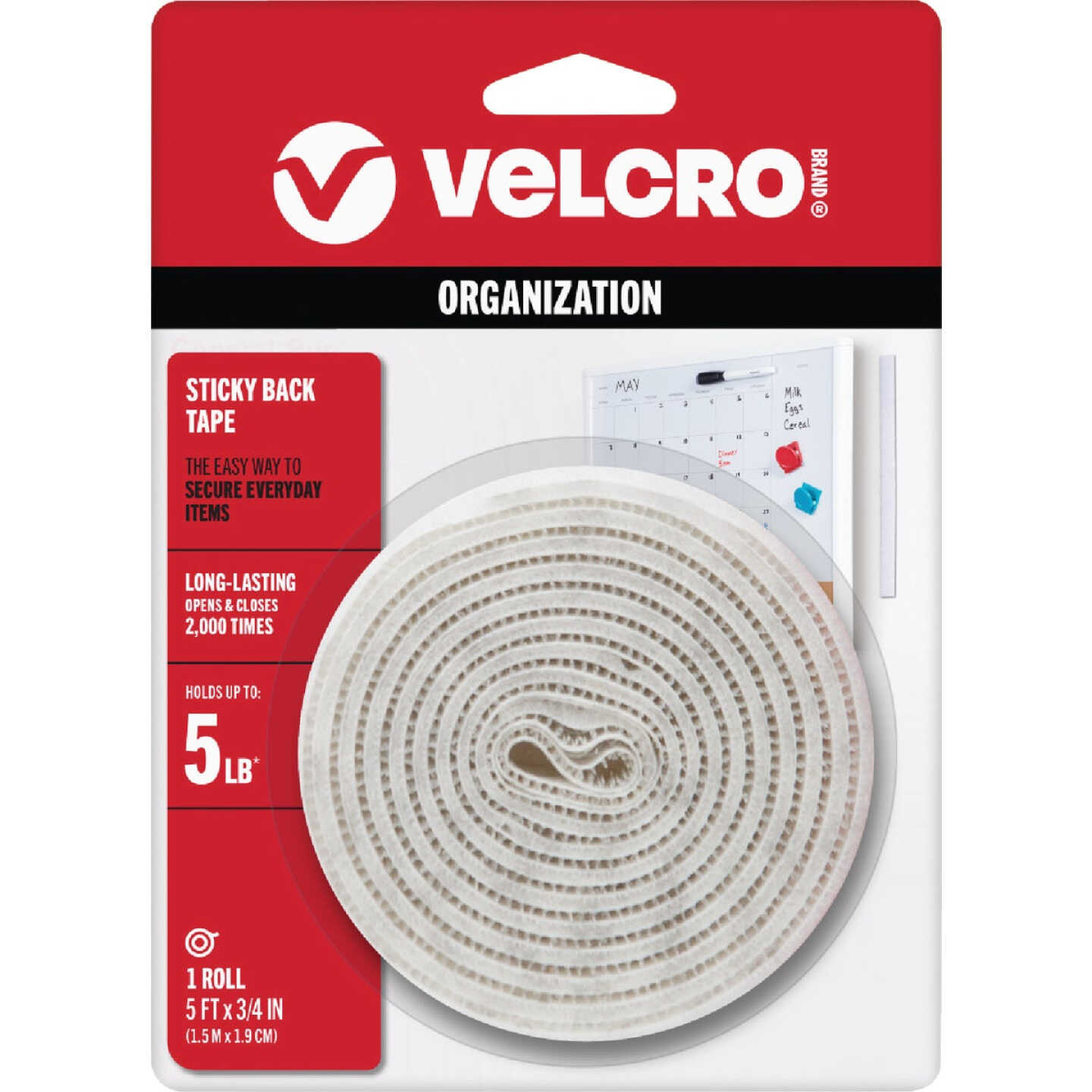 VELCRO Brand 3/4 In. x 5 Ft. White Sticky Back Reclosable Hook & Loop Roll Image 1