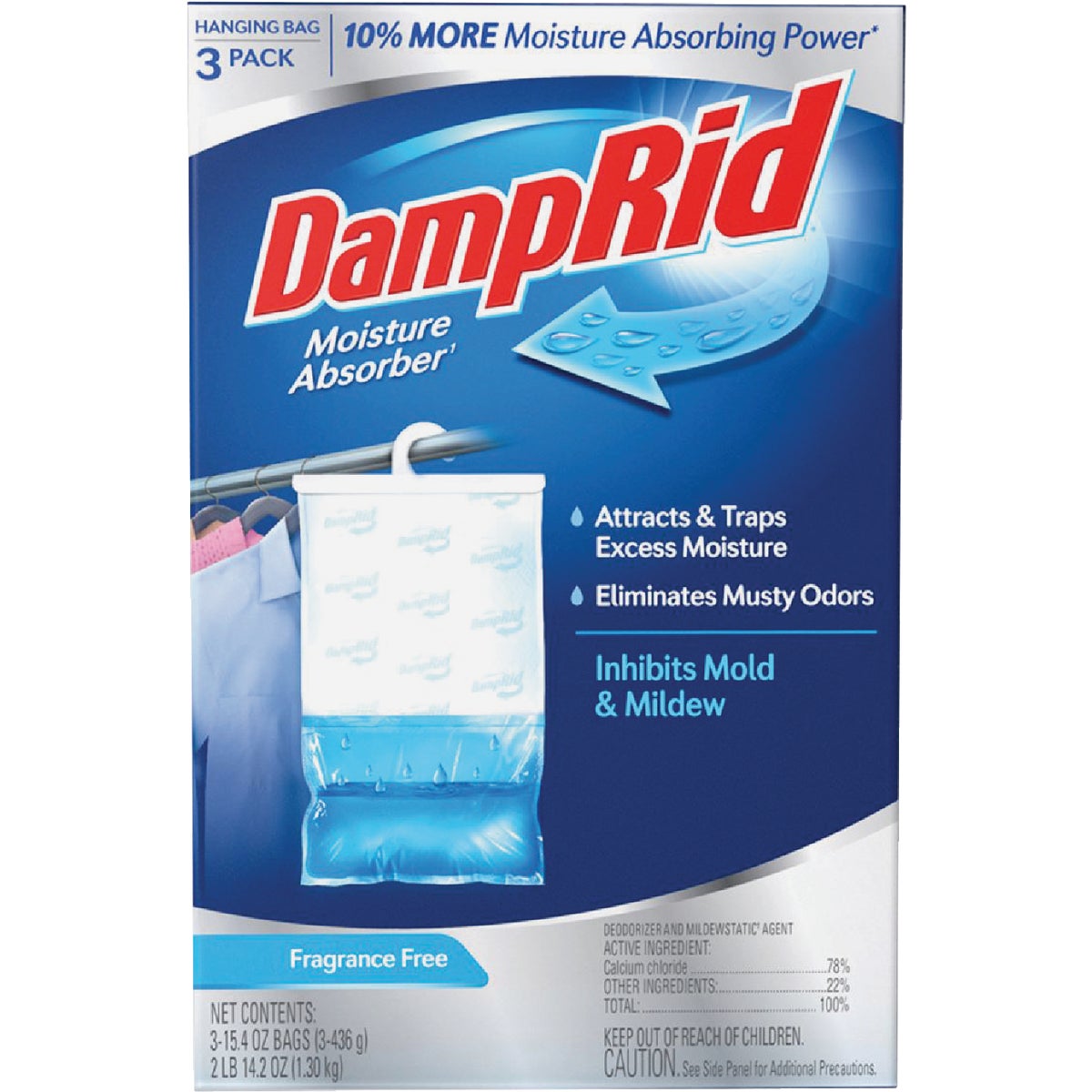 DampRid 15.4 Oz. Fragrance Free Moisture Absorber Hanging Bag (3-Count)