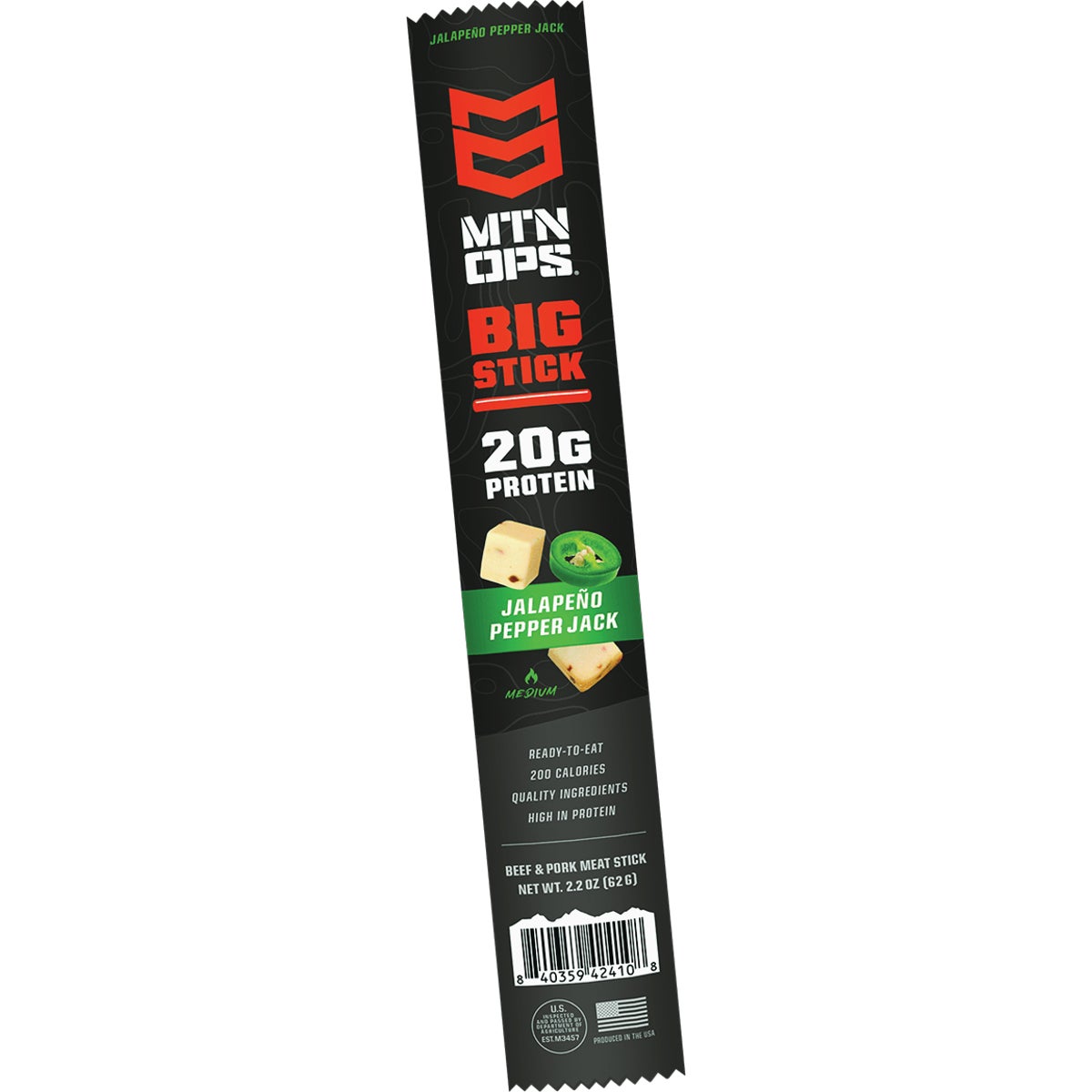 MTN OPS 2.2 Oz. Big Stick Jalapeno Pepper Jack Meat Stick