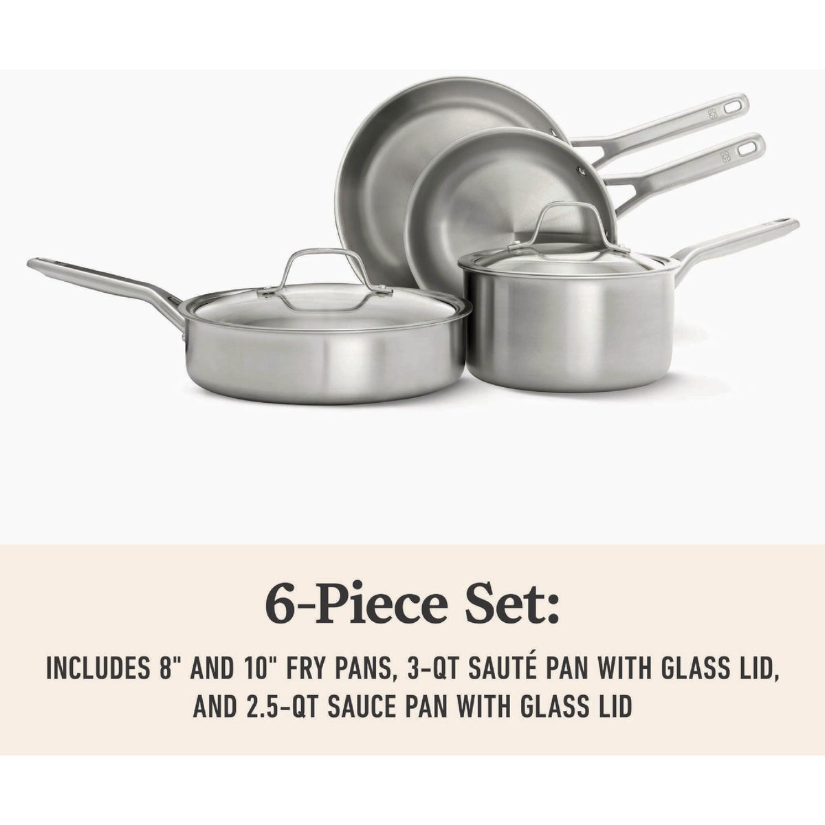 Calphalon Stainless Steel 6-Piece Cookware Set, Silver Image 5