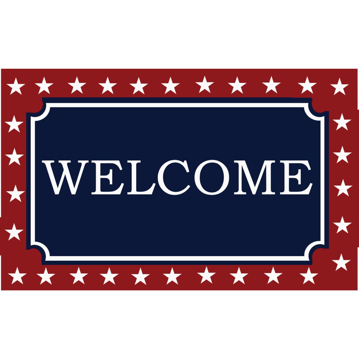 Rockport Premium Americana 18 In. x 30 In. Coir Outdoor Doormat, Welcome with Star Border