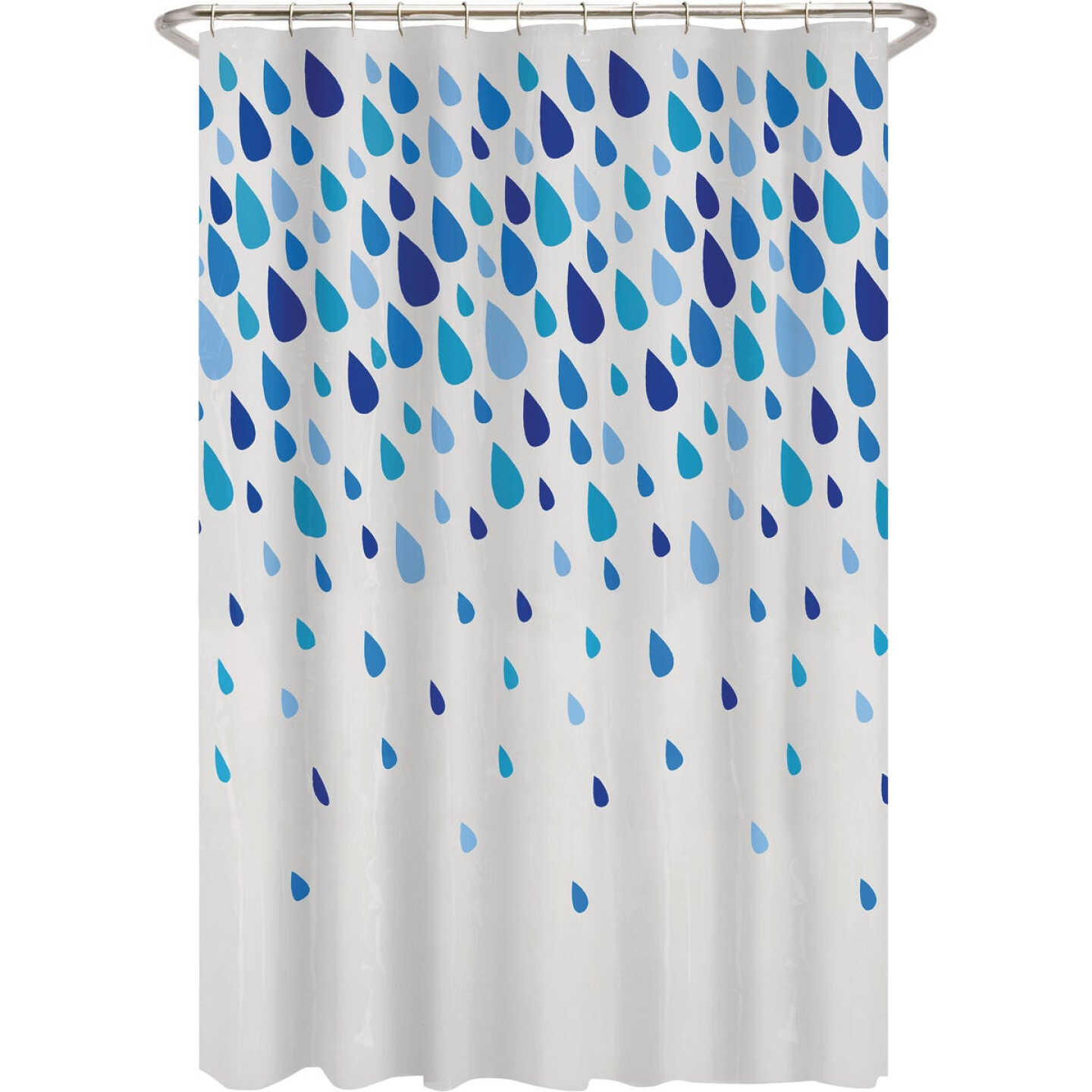 Zenna Home 70 In. x 72 In. Rain Drops Blue Waterproof PEVA Shower Curtain Image 1