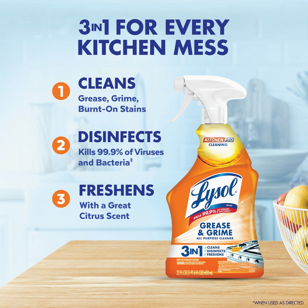 Lysol 22 Oz. Pro Antibacterial Liquid Citrus Kitchen Cleaner Image 2
