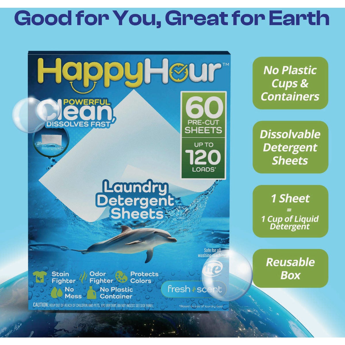 Happy Hour Laundry Detergent Sheets, Fresh Scent (60-Count) Image 4