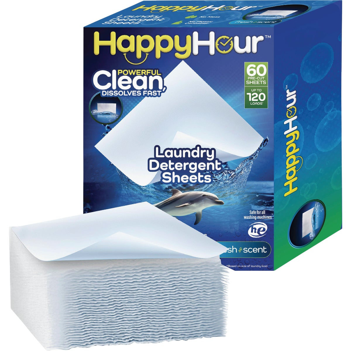 Happy Hour Laundry Detergent Sheets, Fresh Scent (60-Count)