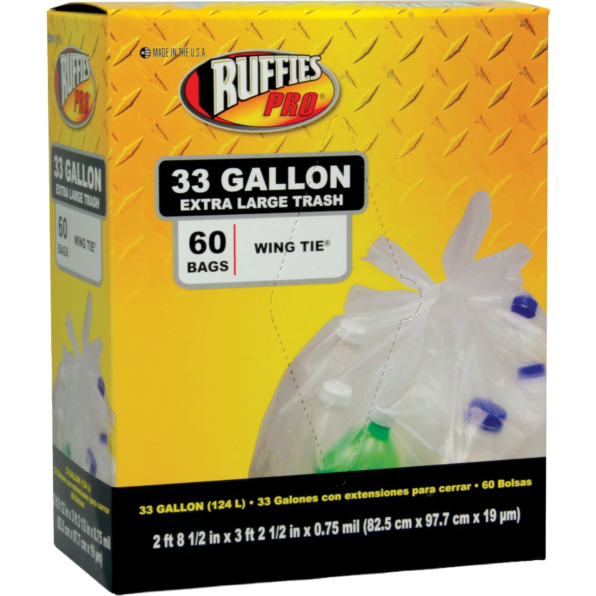 Ruffies 33 Gal. Clear Trash Recycling Bags (60-Count)