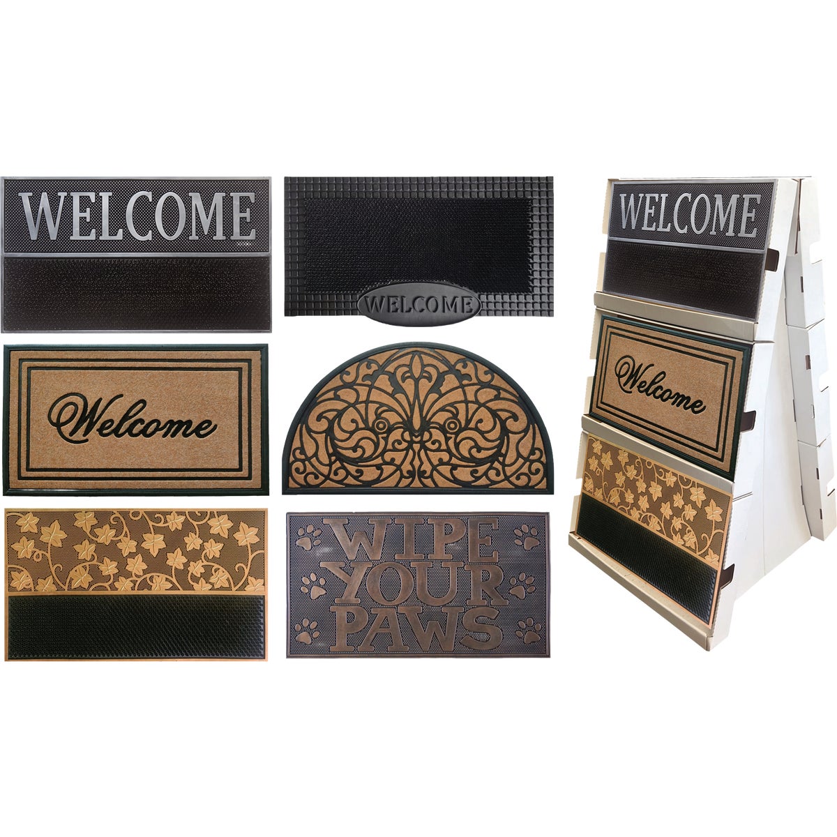 Direct Home Rubber and Polypropylene Door Mat Assortment Display (36-Piece)