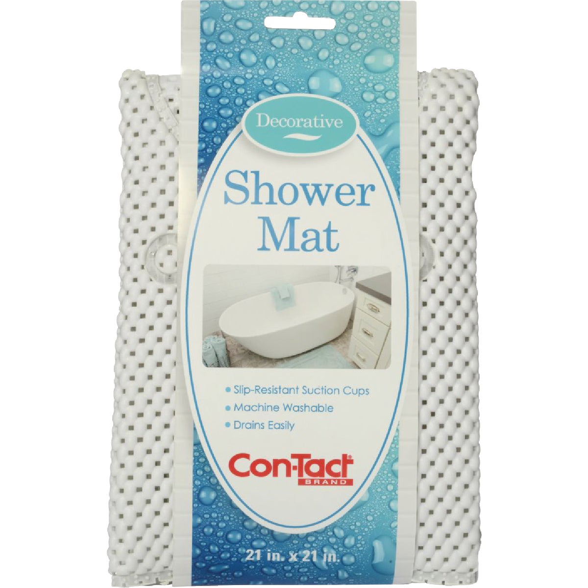 ConTact 21 In. x 21 In. White Rubber Shower Mat Image 2
